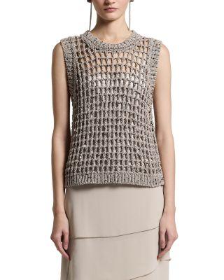Sequinned Open Knit Sweater by PESERICO