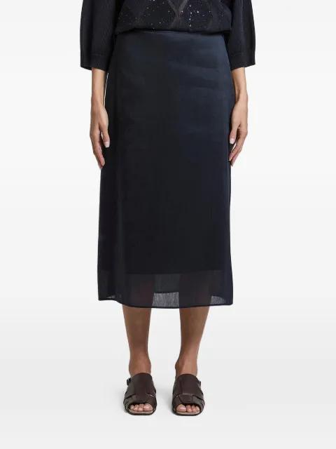 Silk linen side-slit skirt by PESERICO