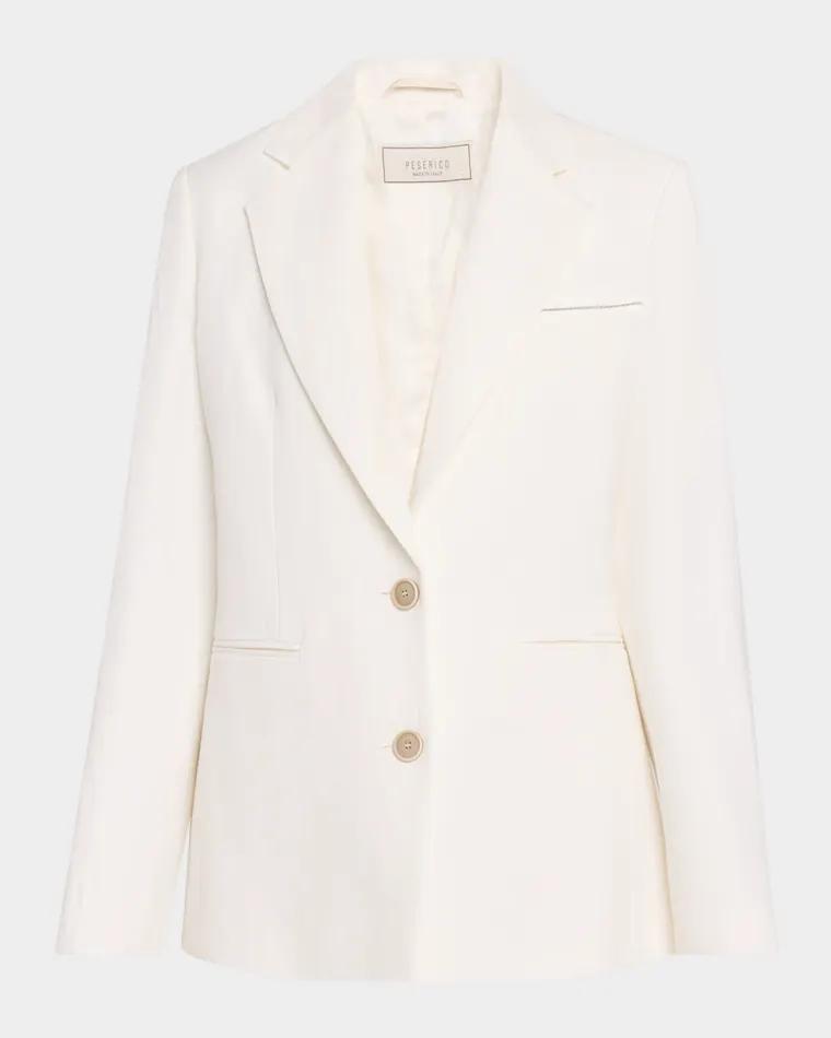 Single-Breasted Linen and Viscose Blazer by PESERICO