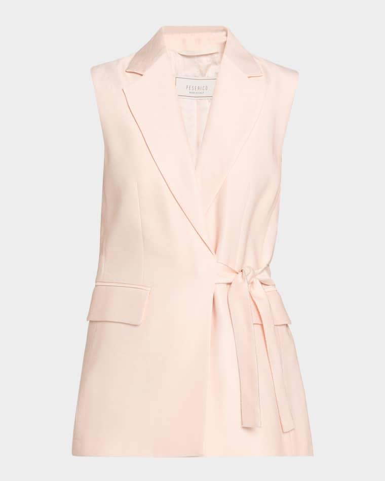 Sleeveless Silk-Blend Wrap Blazer by PESERICO