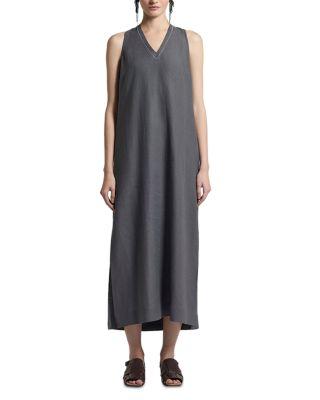 Sleeveless V Neck Long Dress by PESERICO