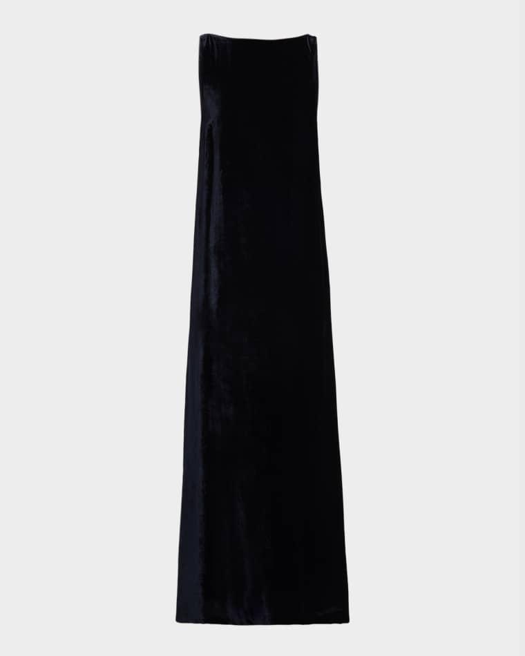 Sleeveless V'd Back Velvet Maxi Dress by PESERICO