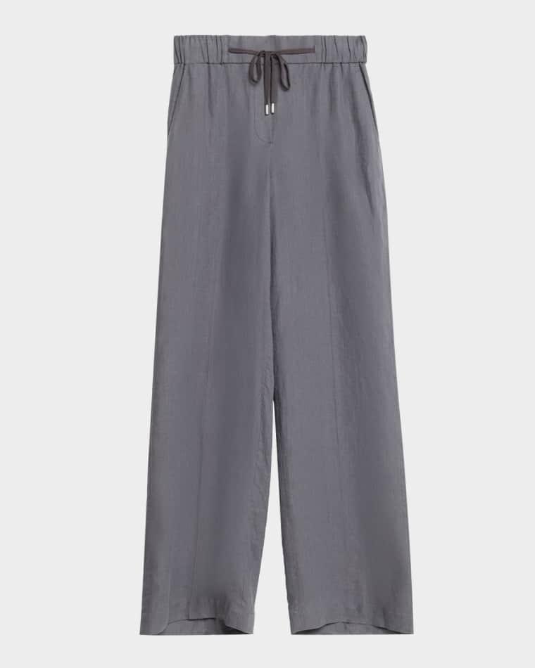 Straight-Leg Linen Drawstring Pants by PESERICO