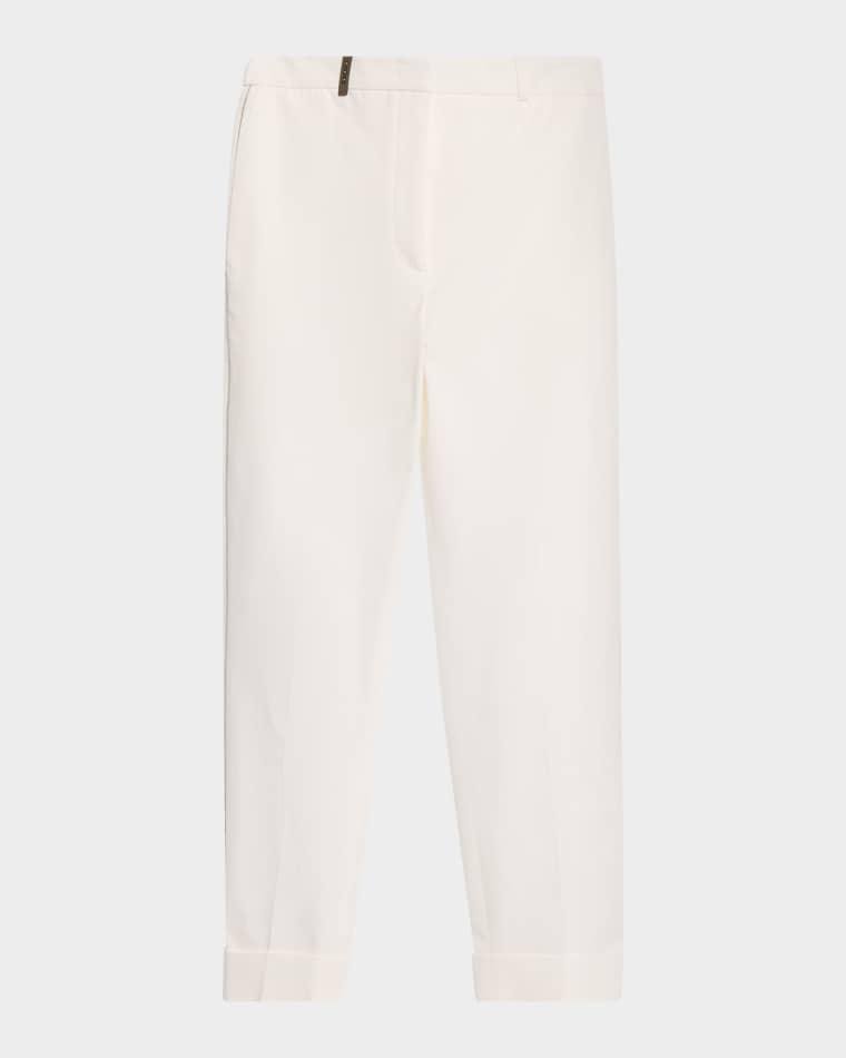 Stretch Cotton Gabardine Tapered Trousers by PESERICO