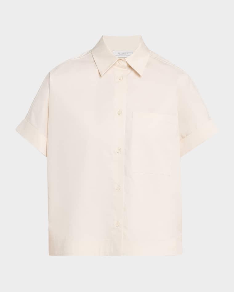 Stretch Cotton Sateen Shirt by PESERICO