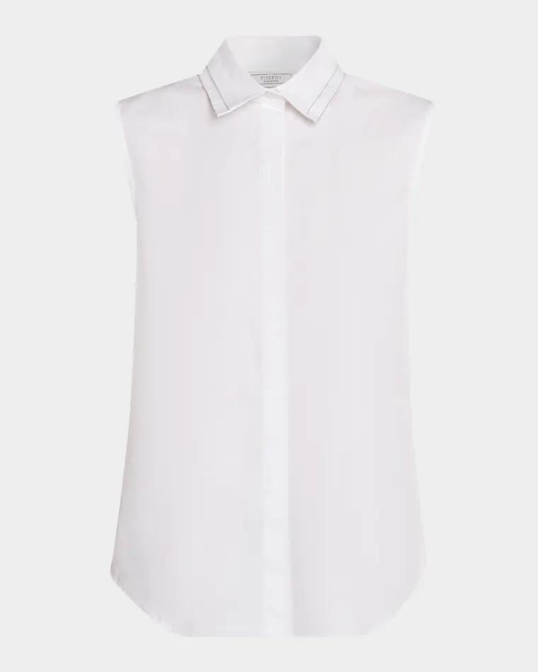 Stretch Cotton Sleeveless Shirt by PESERICO