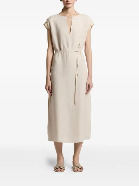V-neck belted dress by PESERICO