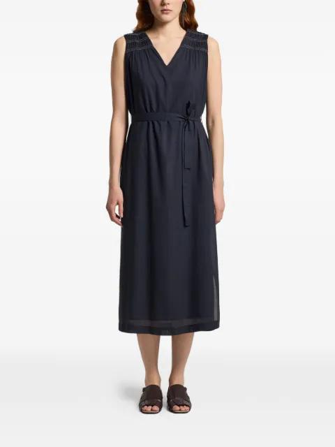 V-neck belted midi dress by PESERICO