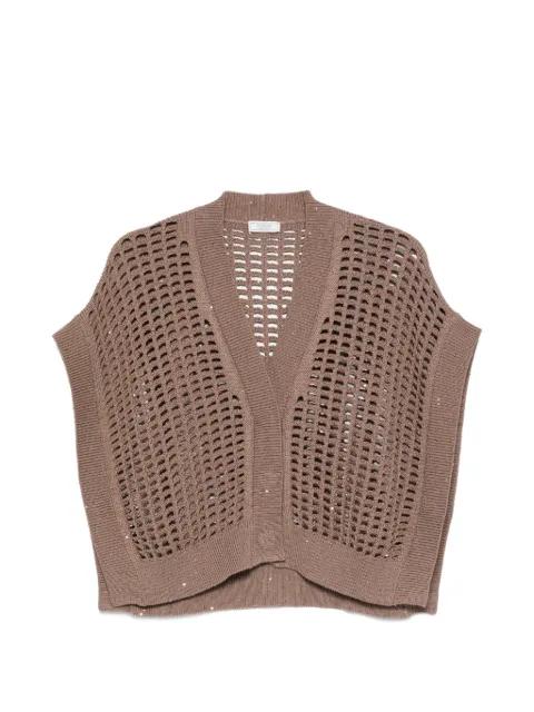V-neck open-knit cardigan by PESERICO