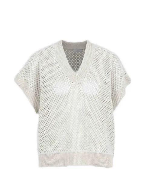 V-neck open-knit top by PESERICO