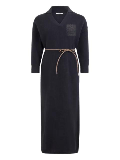 V-neck ribbed maxi dress by PESERICO