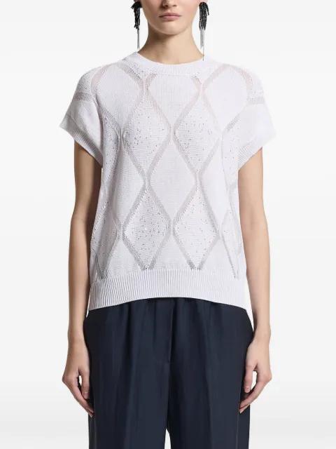 argyle embellished knitted top by PESERICO