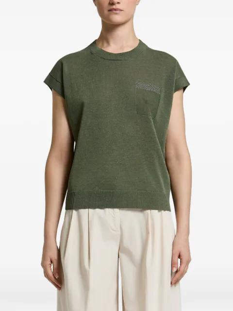 bead-embellished pocket sweater by PESERICO