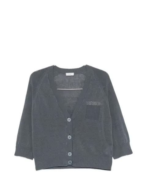 bead-embellished raglan-sleeve cardigan by PESERICO