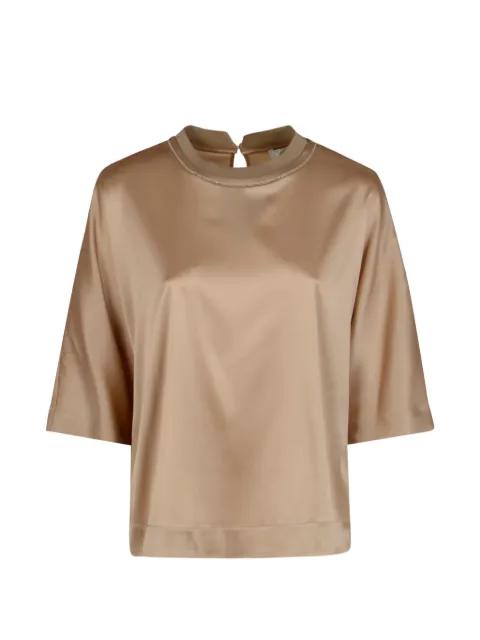 beaded-collar shirt by PESERICO