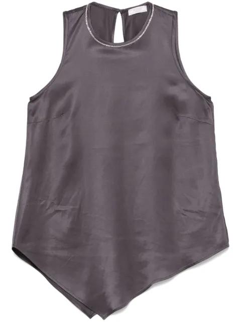 beaded trim-detail top by PESERICO