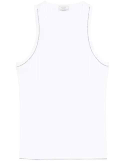 beaded trim-detail top by PESERICO