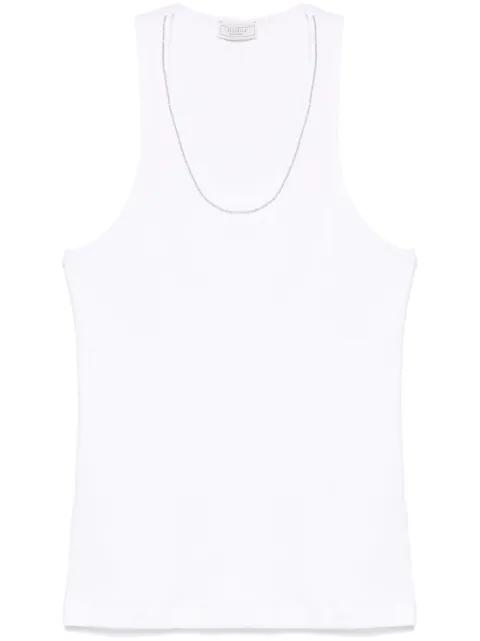 beaded trim-detail top by PESERICO