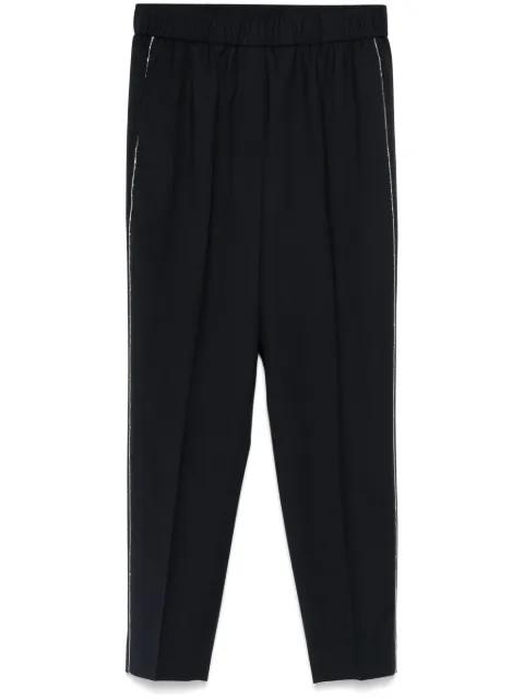 beaded trim-detail trousers by PESERICO