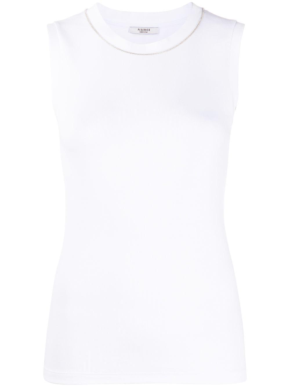 beaded-trim tank top by PESERICO