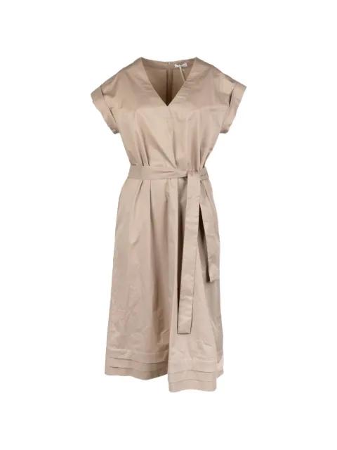 belted V-neck dress by PESERICO