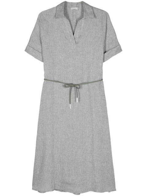 belted linen midi dress by PESERICO