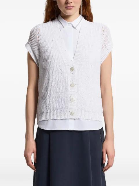 button embellished knitted top by PESERICO