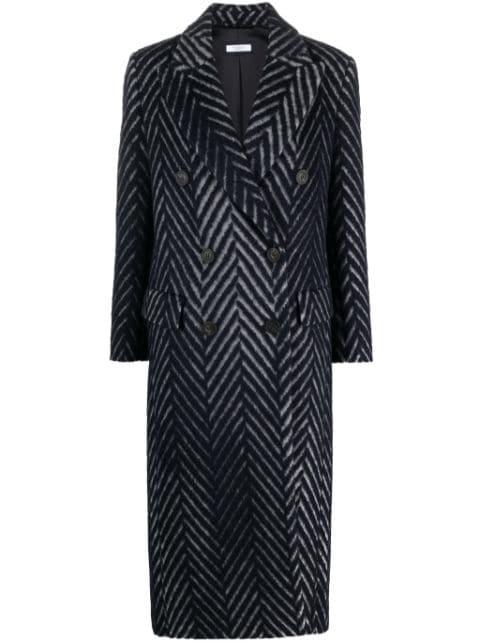 chevron-knit double-breasted coat by PESERICO
