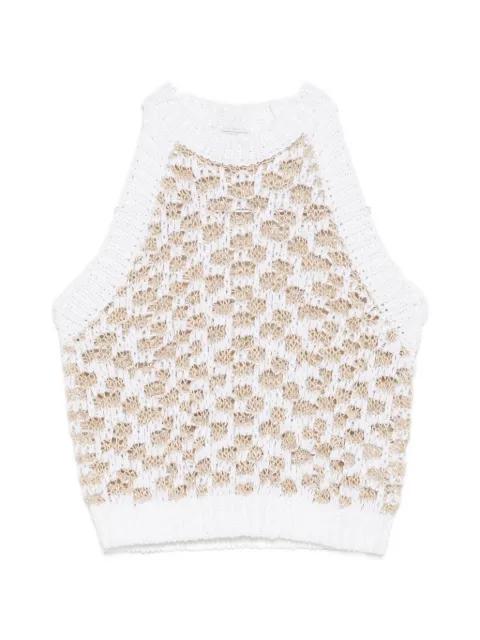 crocheted-construction halterneck top by PESERICO