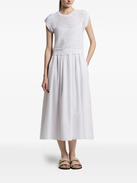 crocheted-detail midi dress by PESERICO