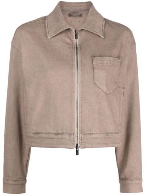 cropped zip-up denim jacket by PESERICO