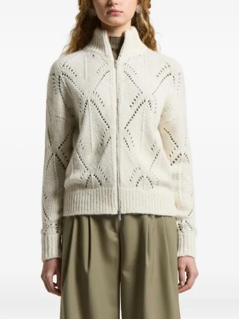 diamond-pattern zip-up cardigan by PESERICO