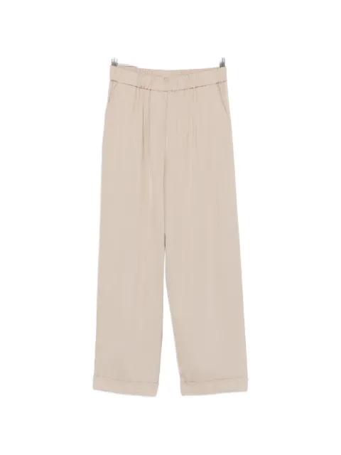elasticated-waistband turned-up-cuff trousers by PESERICO