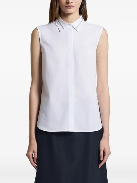 embellished collar sleeveless top by PESERICO