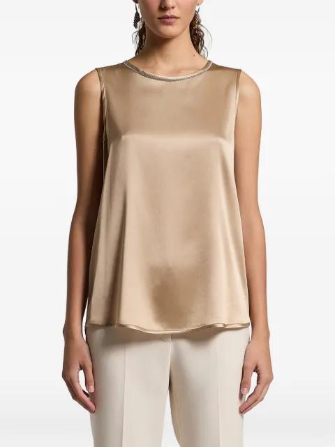 embellished-collar sleeveless top by PESERICO