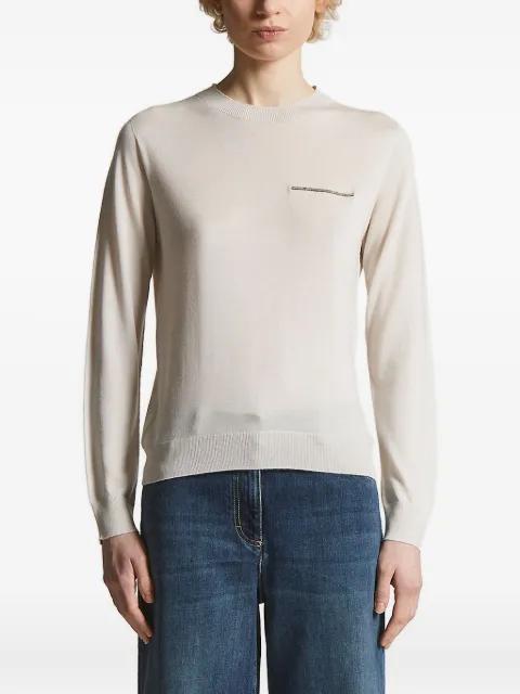 embellished crew-neck sweater by PESERICO