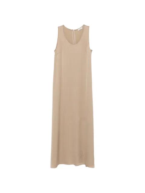 embellished-neck sleeveless midi dress by PESERICO