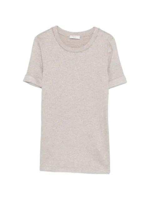 embellished round neck T-shirt by PESERICO