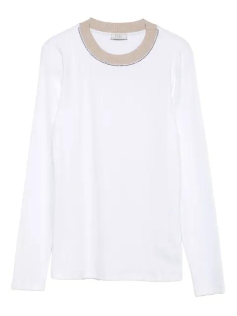 embellished-round-neck top by PESERICO