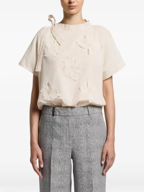 floral tie neck top by PESERICO