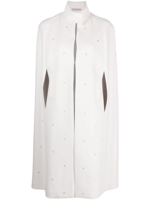 funnel-neck crystal-embellished cape by PESERICO