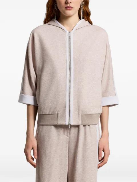 hoodied striped jacket by PESERICO