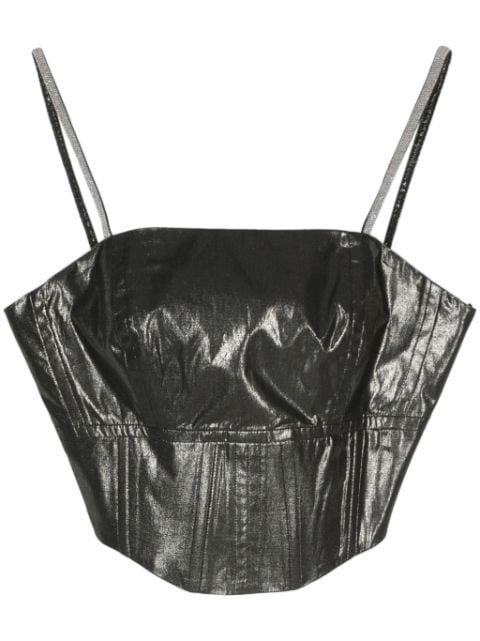 lamé corset crop top by PESERICO