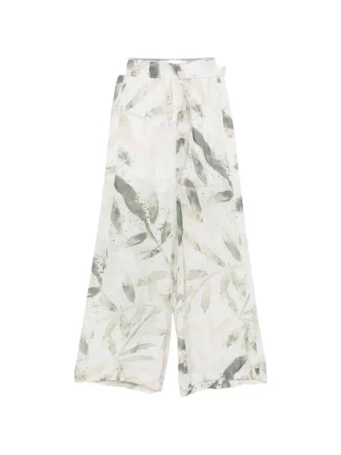 leaf-print elasticated trousers by PESERICO