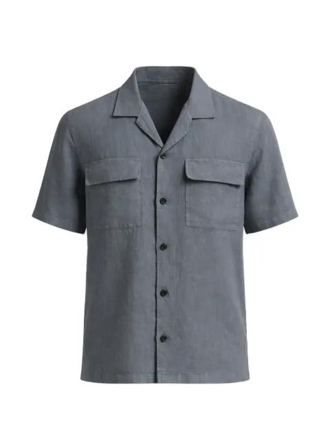 linen camp-collar shirt by PESERICO