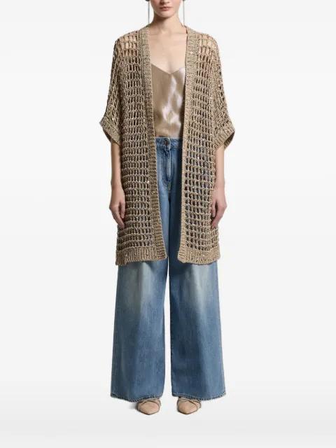 mesh sequin appliquéd cardigan by PESERICO