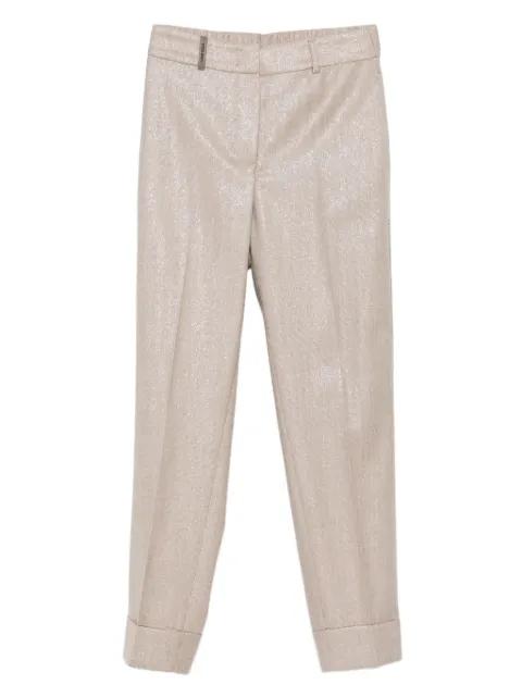 metallic-detail cuffed trousers by PESERICO