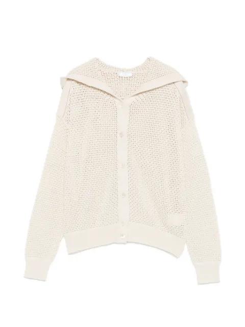 open-knit hoodied cardigan by PESERICO