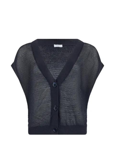 open-knit sleeveless cardigan by PESERICO