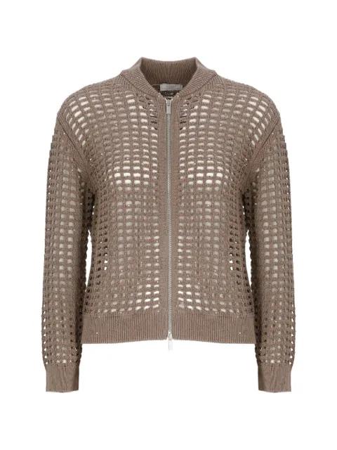 open-knit zip cardigan by PESERICO